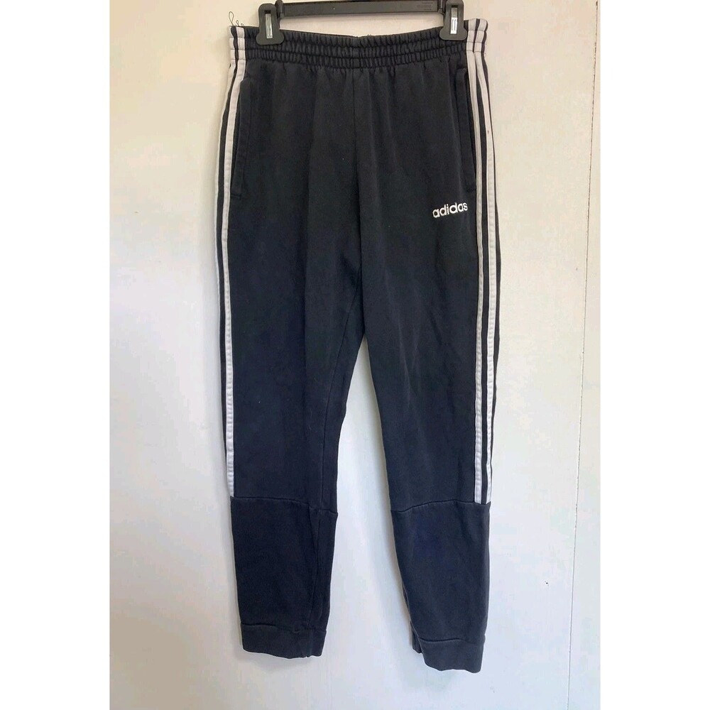 Adidas Pants Mens Sz M Black Gym Fitness Stripes Athletic Casual